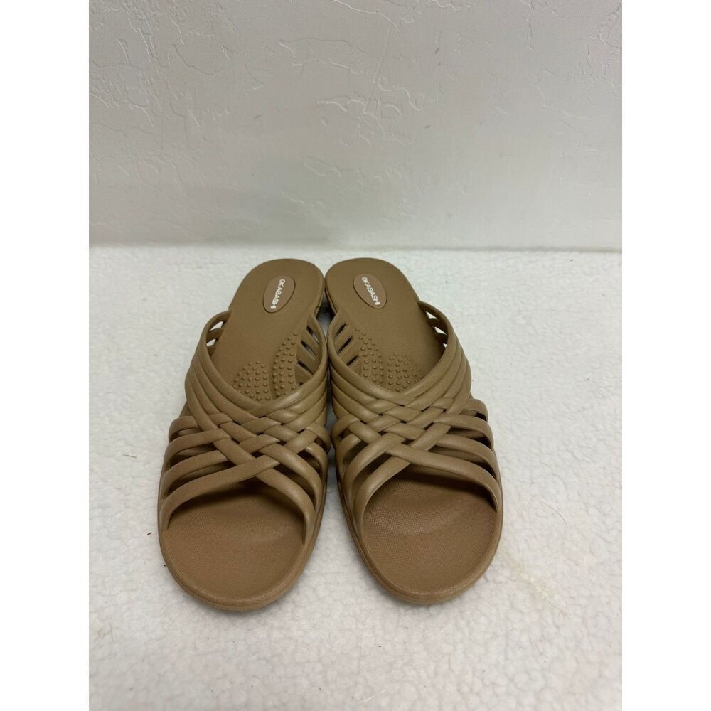 Okabashi Beige Womens Slip On Crossover‎ Straps Venice Sandals Size ML 8 9